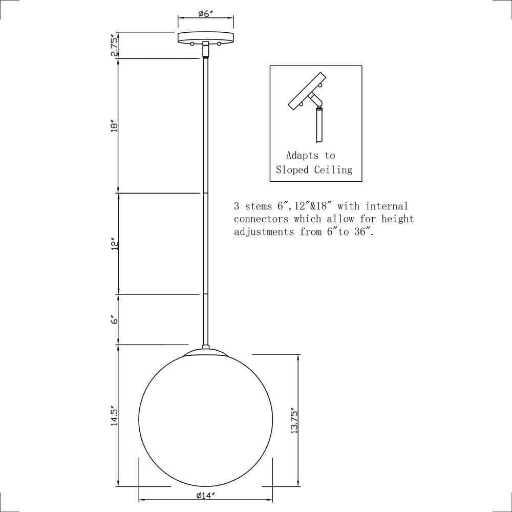 Selene Brushed Nickel Globe Pendant Light with Opal Shade