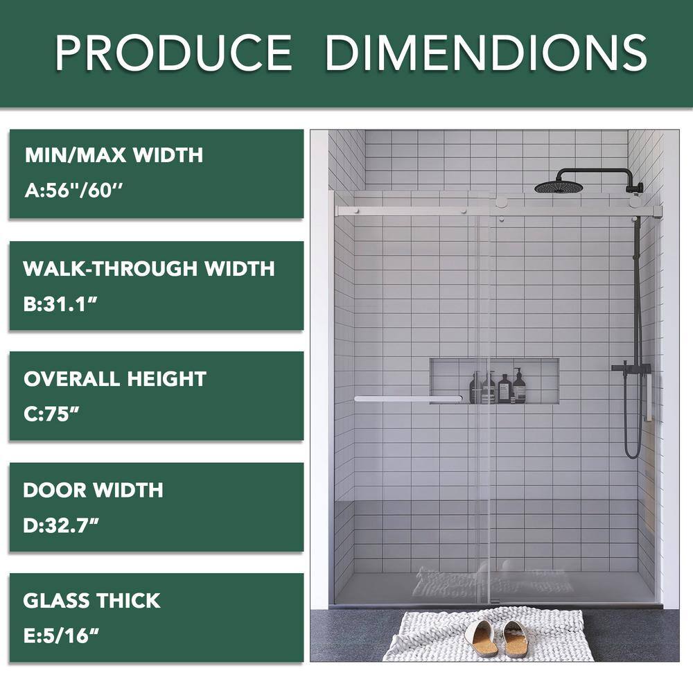 56-60" Brushed Nickel and Glass Sliding Shower Door