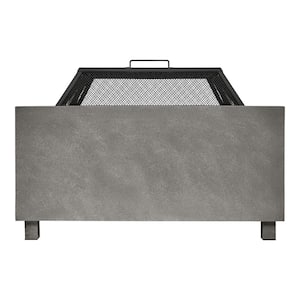 Nickleby 33 in. Cube Steel Gray Low Smoke Wood Burning Fire Pit with Stainless Steel Bowl and Concrete Tile Top