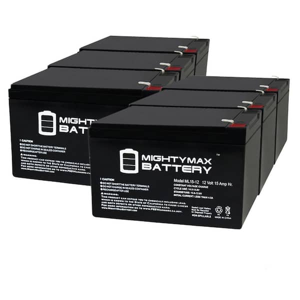 MIGHTY MAX BATTERY 12V 15AH F2 Replacement Battery for ExpertPower EXP12120 - 6 Pack
