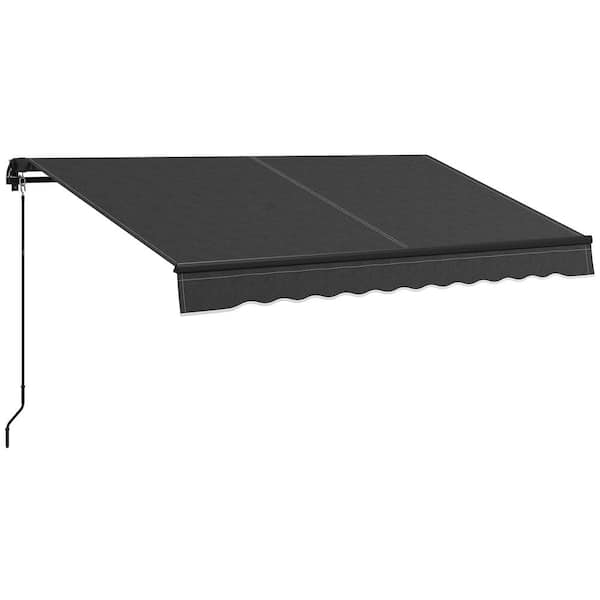 Outsunny Retractable Awning 8.1 ft. x 9.6 ft. Dark Gray Patio Awning Sunshade Shelter with Manual Crank Handle