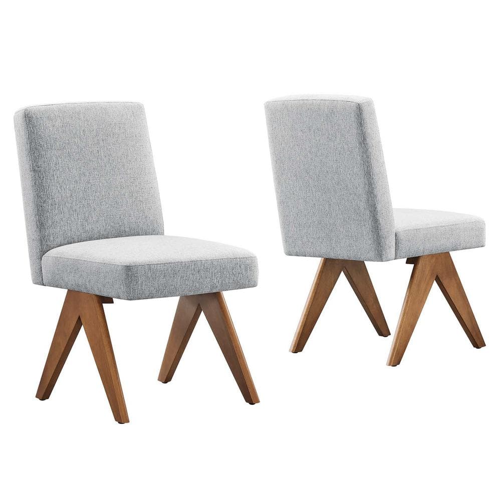 Lyra Fabric Dining Room Side Chair - Set of 2 in Light Gray Fabric