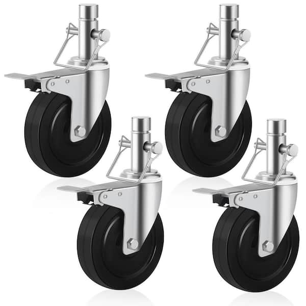 5 in. x 1 in. Scaffolding Wheels Baker Scaffold Wheels, Solid Round Stem Caster, Swivel Caster Wheels, 4 Pcs
