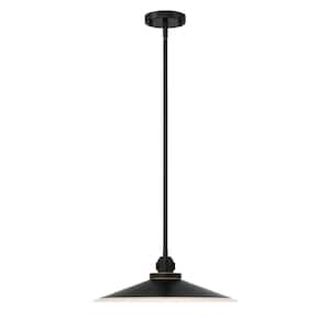 Deckard 1-Light Gold/Black Integrated LED Pendant-Light with Frosted Glass Shade