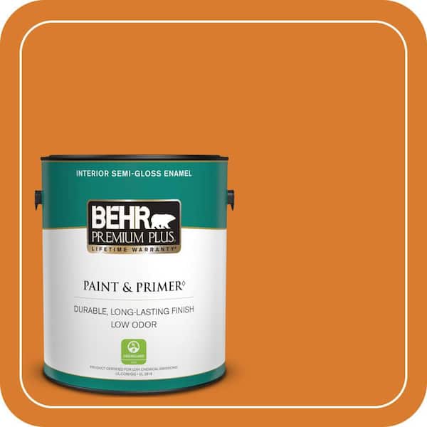 BEHR PREMIUM PLUS 1 gal. #270B-7 Bonfire Semi-Gloss Enamel Low Odor Interior Paint & Primer