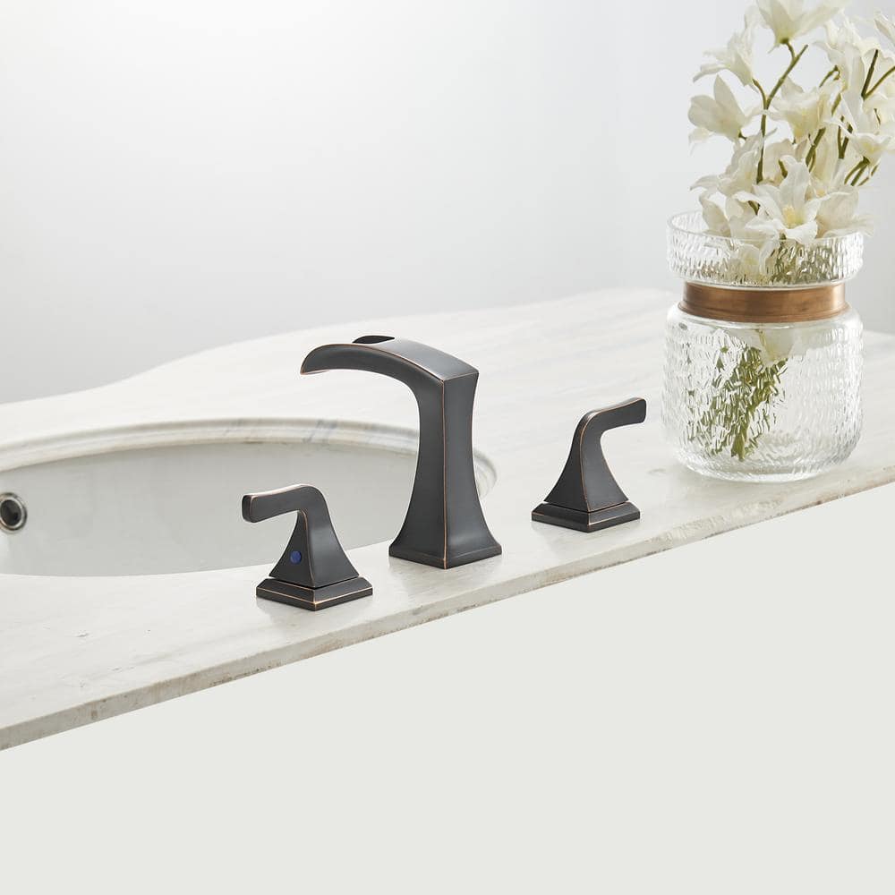 Oil-Rubbed Bronze 8-Inch Widespread Waterfall Bathroom Faucet