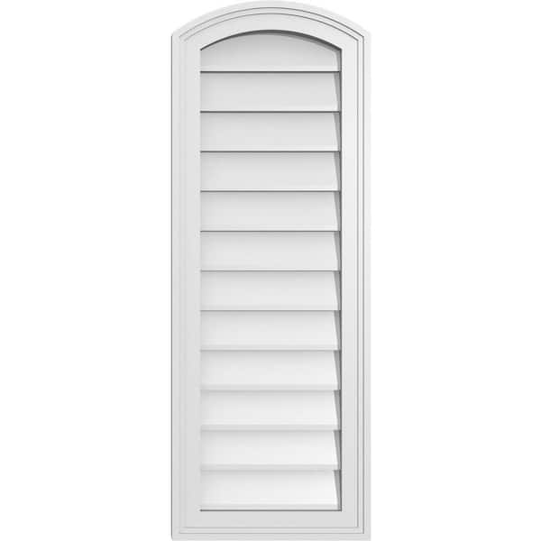Ekena Millwork 14 in. x 38 in. Arch Top Surface Mount PVC Gable Vent: Functional with Brickmould Frame