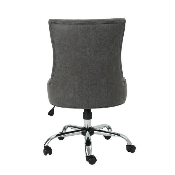 Noble House Americo Tufted Back Slate, White Tufted Chair On Caster Legs