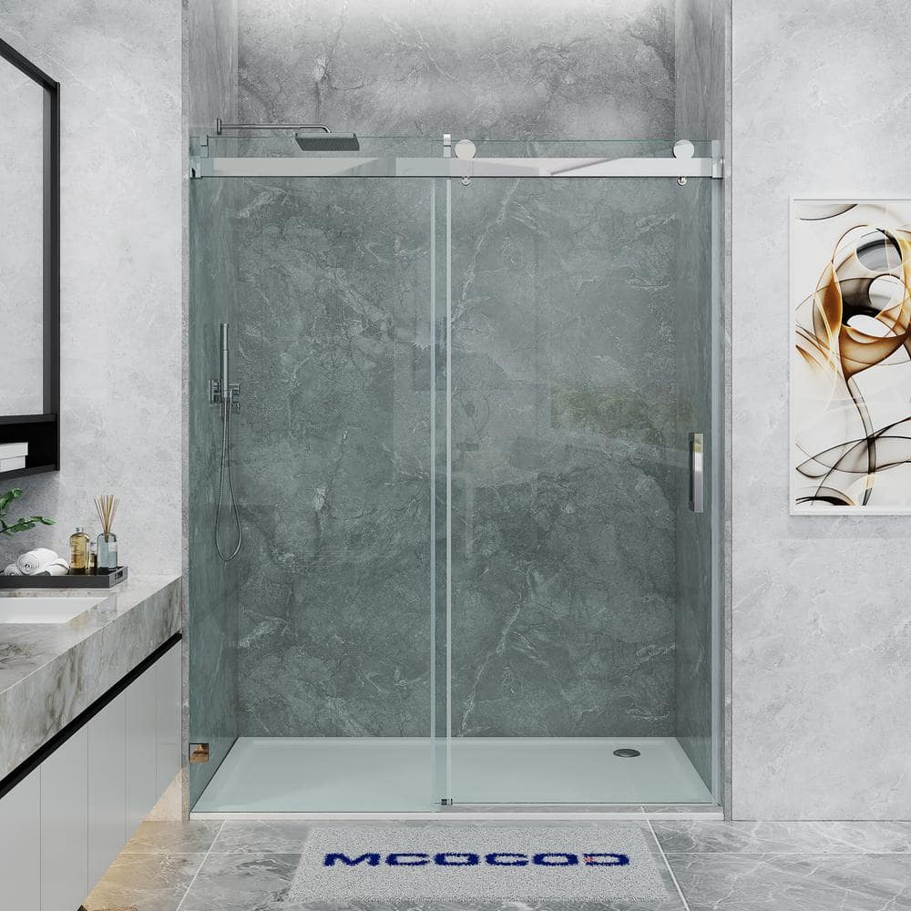 51-54.5 in. W x 76 in. H Single Sliding Frameless Soft Close Shower Door in Chrome with 3/8 in. Clear Glass price history on PriceWatchPro
