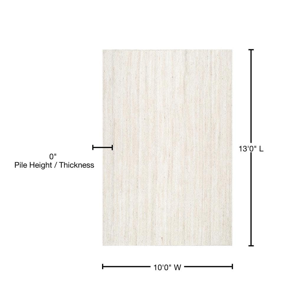 Handmade Off-White Braided Jute Rectangular Area Rug