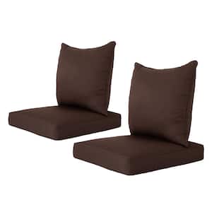 Outdoor/Indoor Deep-Seat Cushion 24 in. x 24 in. x 4 in. For The Patio, Backyard and Sofa Set of 2 Brown