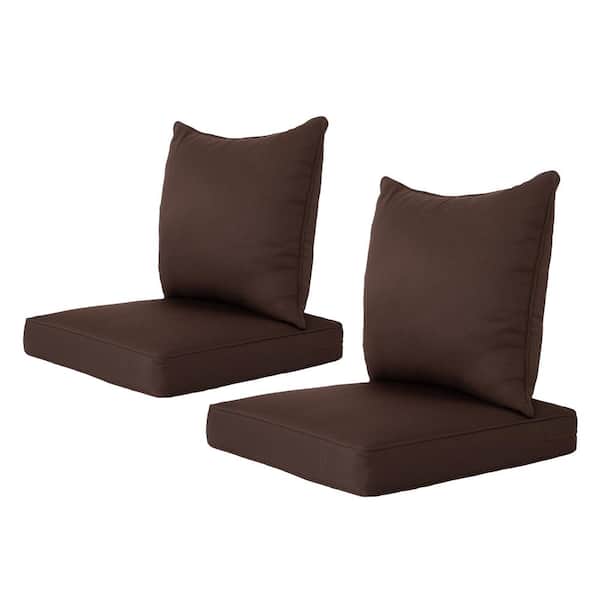 ARTPLAN Outdoor/Indoor Deep-Seat Cushion 24 in. x 24 in. x 4 in. For The Patio, Backyard and Sofa Set of 2 Brown