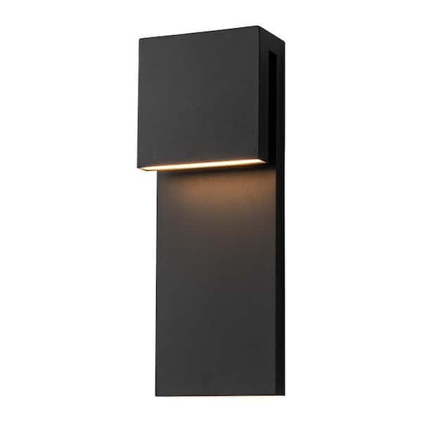 C Cattleya 15 in. 2-Light Matte Black Integrated LED Outdoor