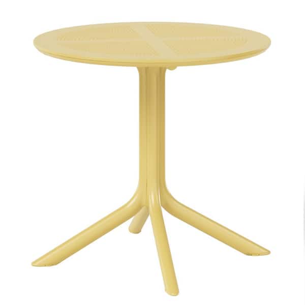 Frond&Form Modern Outdoor Patio Poly Plastic 31.5" Round Dining Table in Yellow