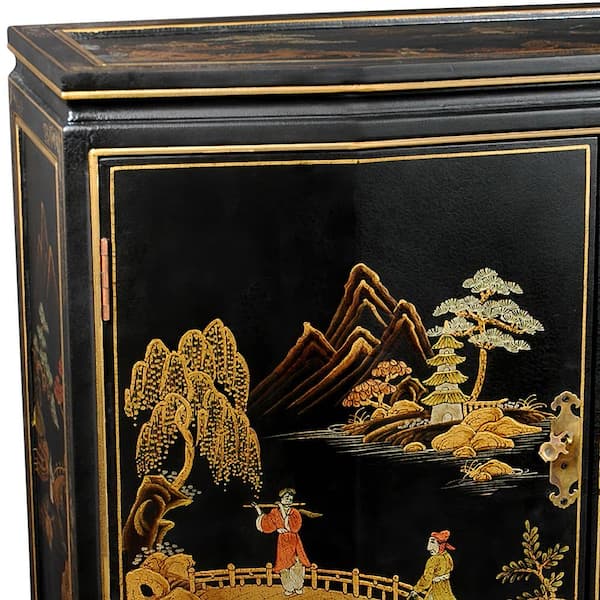 A Japanese Laquer Cabinet in picturial style