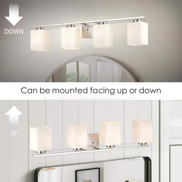 Edvivi 4-Light 32 in. Brushed Nickel Indoor Bathroom Vanity Lights
