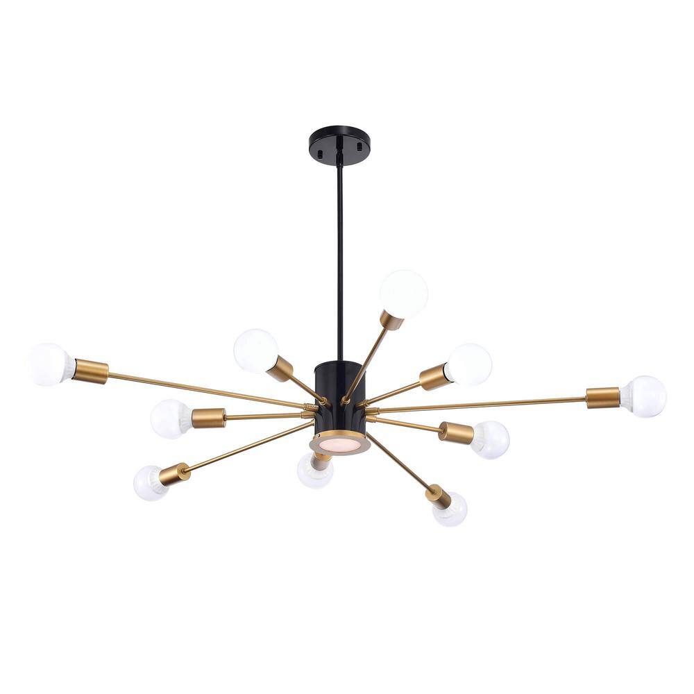 Phoebe 49.5 in. Dia Sputnik 11-Light Chandelier in Black and Gold Finish price history on PriceWatchPro