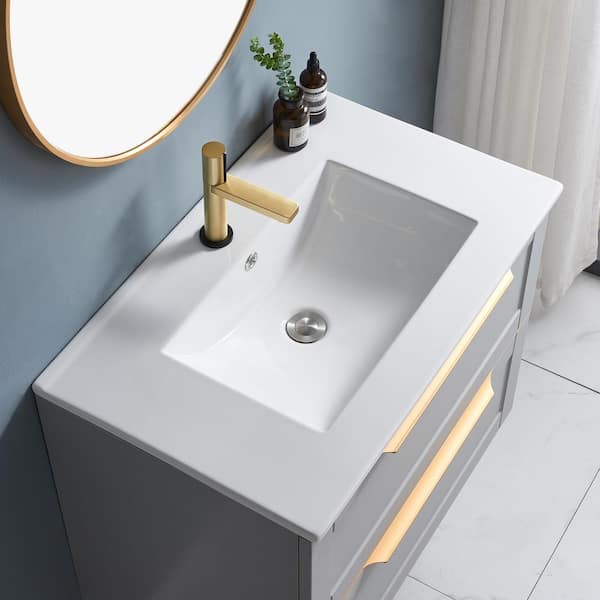 24 Industrial Concrete Floating Bathroom Sink Wall-Mount with