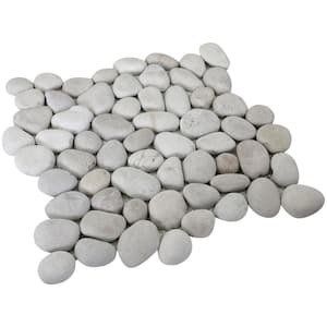 White 12 in. x 12 in. Natural Stone Pebble Floor and Wall Tile (1.0 sq. ft./Case)