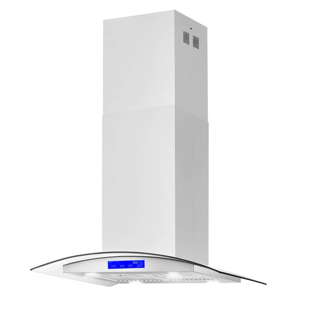 Cosmo 30" Stainless Steel Convertible Island Range Hood with Charcoal Filter