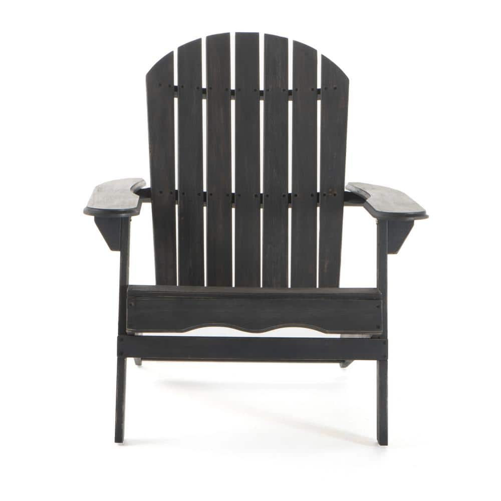 Classic Dark Grey Folding Wood Adirondack Chair
