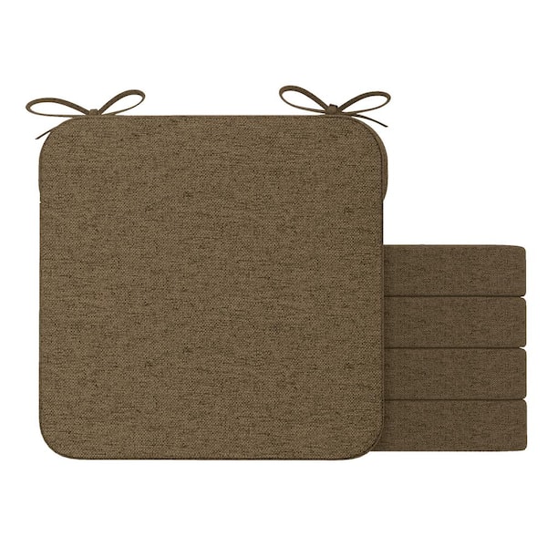 AAAAAcessories 16 in. x 17 in. Square Indoor Seat Cushion Dining Chair Cushion in Taupe (4-Pack)