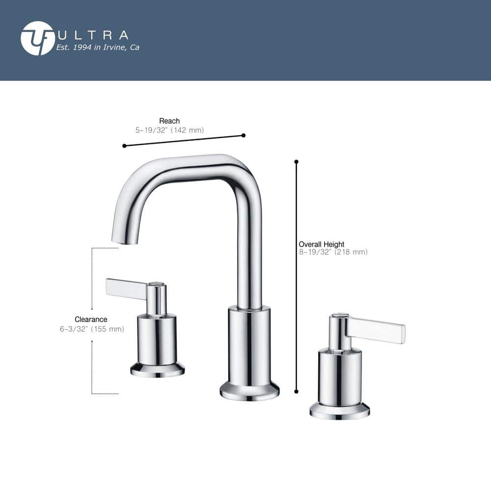 Polished Chrome 8'' Widespread 2-Handle Bathroom Faucet