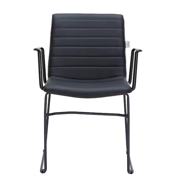 Leisuremod Ergonomic Office Chair Upholstered in Leather with Stainless Steel Frame and Padded Seat Zylar Collection in Black