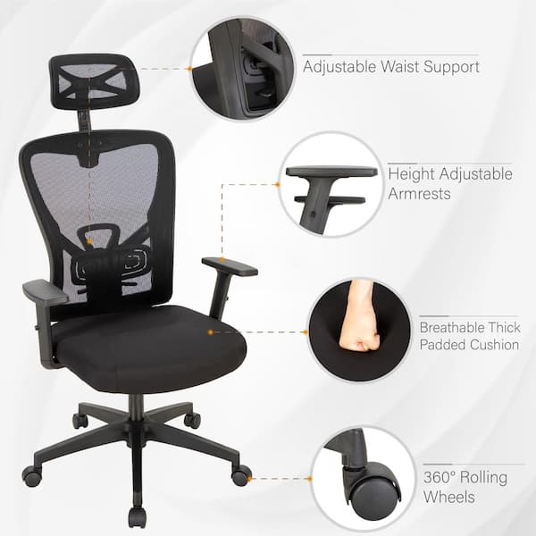  PHI VILLA Office Chair with Headrest and High Back