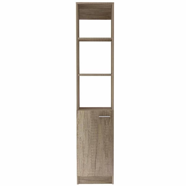Unbranded 13.03 in. W x 10.4 in. D x 63.80 in. H Brown Particle Board Linen Cabinet with 5 Shelves