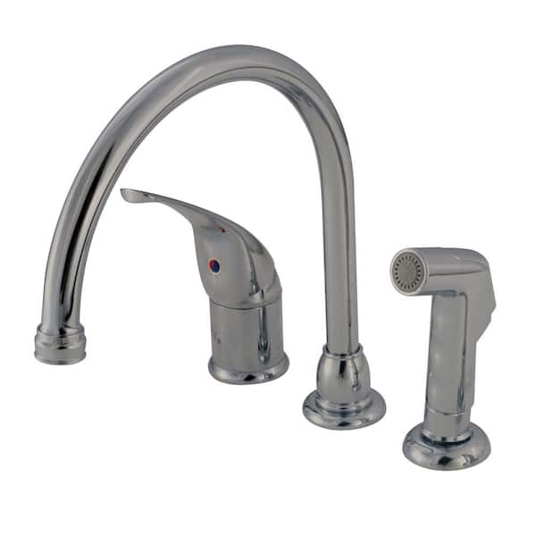 American Brass RV Kitchen Faucet with Single Lever Handle and Sprayer 8 in. - Chrome