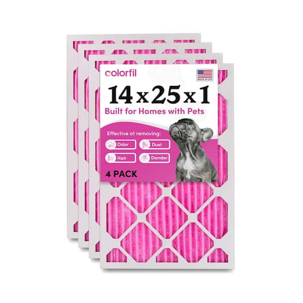 COLORFIL 14 in. x 25 in. x 1 in. Odor Removal and Color Changing Pleated Furnace Air Filter, MERV 8 (4-Pack)
