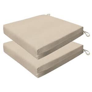 Outdoor 20 in. Square Dining Seat Cushion Textured Solid Almond (Set of 2)