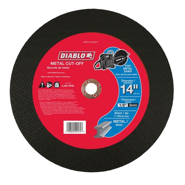 DIABLO 14 in. x 1/8 in. x 1 in. Metal High Speed Cut-Off Disc DBD140125A01F  - The Home Depot