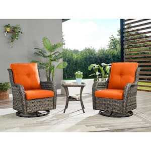 Carolina Gray Piece Wicker Patio Conversation Set With CushionGuard Orange Cushions