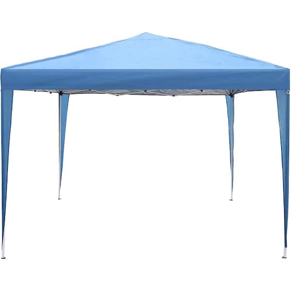 Siavonce 10 ft. x 10 ft. Foldable Pop Up Canopy Tent with Mesh Sidewall Height Adjustable Outdoor Gazebos with Carrying Bag, Blue