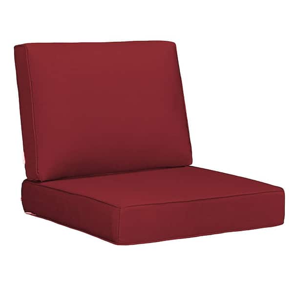 Uixe 19 in. x 20 in. 23 in. x 24 in. 2-Piece Deep Seat Rectangle Outdoor Lounge Chair Cushion/Back Pillow Set in Red