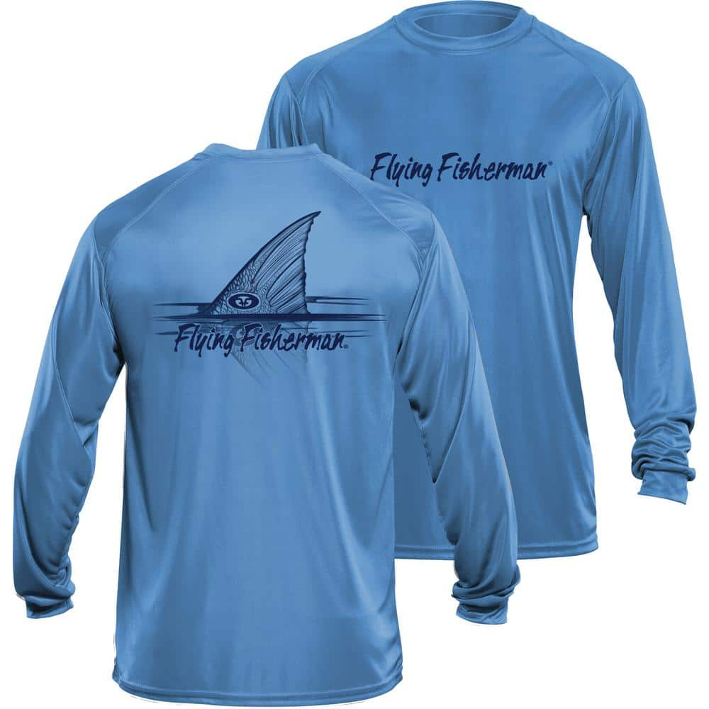 Flying Fisherman Redfish Medium Long Sleeve Performance Tee in Blue