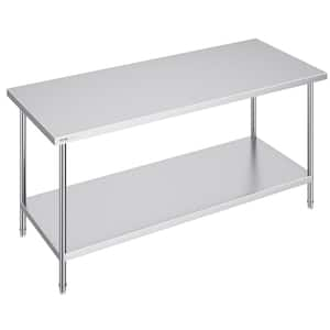 30 in. x 72 in. x 34 in. Silver Stainless Steel Commercial Kitchen Prep Table 920 lbs. with 3 Adjustable Height Levels