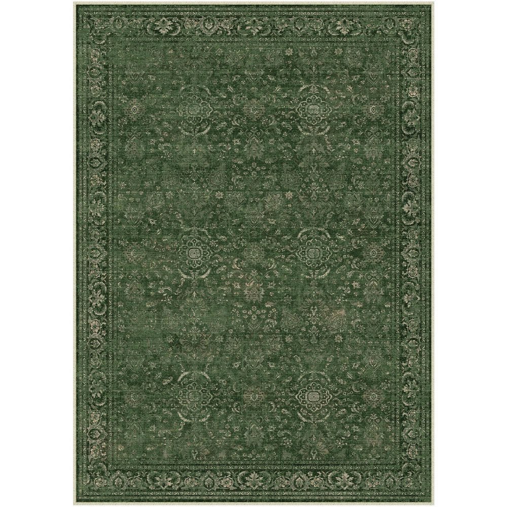 Manhattan Green 8 ft. x 10 ft. Distressed Vintage Floral Washable Area Rug price history on PriceWatchPro
