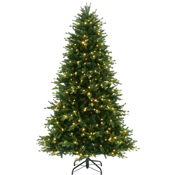 Unbranded 7.5 ft. Pre-Lit LED Natural Noble Fir Artificial Christmas Tree with Color Changing Lights