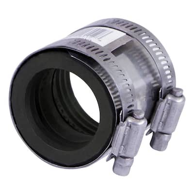 Shielded 1-1/2 in. Transition Coupling Connects 1-1/2 in. Tubular to 2 in. Cast Iron, Plastic, or Steel