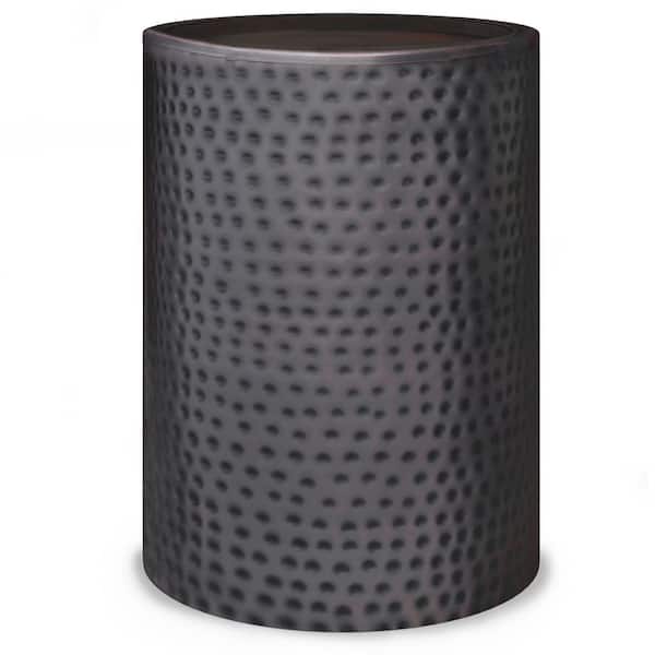 Simpli Home Corbin Industrial 16 in. Wide Metal Metal Side Table in Hammered Antique Copper, Fully Assembled