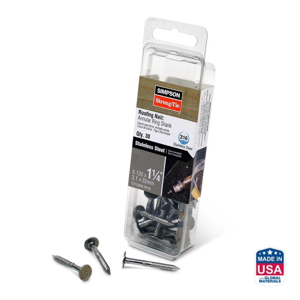 3d x 1-1/4 in. Stainless Steel Annular Ring Shank Roofing Nail (30-Pack) price history on PriceWatchPro