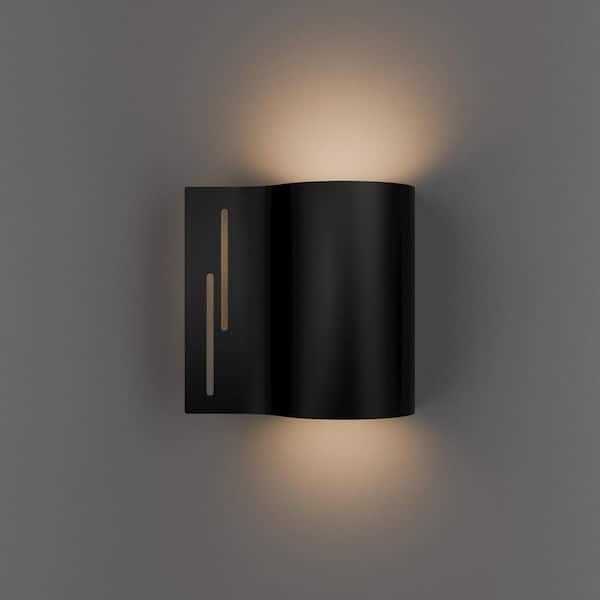 Swivet 12 in. 2-Light Black Indoor/Outdoor Wall Sconce Integrated LED 4CCT