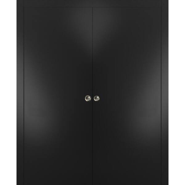 Sartodoors Planum 0010 36 in. x 80 in. Flush Black Finished Wood Sliding Door with Double Pocket Hardware