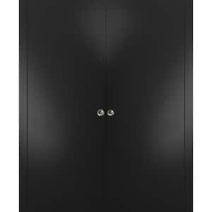 Planum 0010 64 in. x 96 in. Flush Black Finished Wood Sliding Door with Double Pocket Hardware