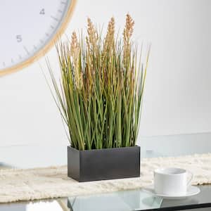 18 in. H Artificial Pampas Grass Plant with Black Melamine Pot