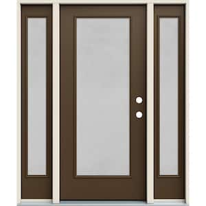 36 in. x 80 in. Left-Hand/Inswing Full Lite Micro-Granite Frosted Glass Dark Chocolate Steel Prehung Front Door