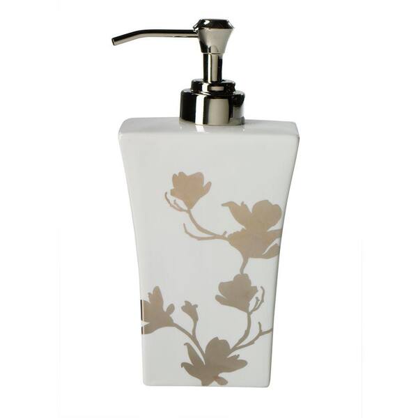 Home Decorators Collection Carissa 2-1/4 in. W Lotion Dispenser in Porcelain with Platinum